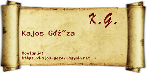 Kajos Géza névjegykártya